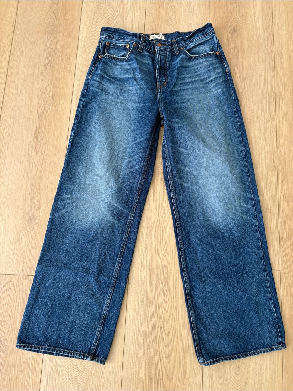 Madewell Low-Slung Baggy Denim Jeans Women’s Size 28 Relaxed Wide Leg‎ Blue Wash